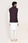 Shop_Arihant Rai Sinha_Wine Cut Work Jacquard Nehru Jacket _at_Aza_Fashions