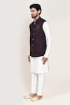 Buy_Arihant Rai Sinha_Wine Cut Work Jacquard Nehru Jacket 