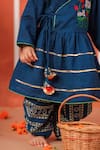 Buy_Cute Couture_Blue Cotton Embroidery Radha Rani Peplum Kurta And Dhoti Pant Set _Online_at_Aza_Fashions