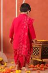 Shop_Cute Couture_Pink Cotton Embroidery Rasleela Kurta And Dhoti Pant Set _at_Aza_Fashions