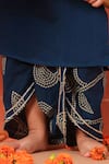 Cute Couture_Blue Cotton Embroidery Vrindavan Kurta And Dhoti Pant Set _Online_at_Aza_Fashions