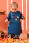 Buy_Cute Couture_Blue Cotton Embroidery Vrindavan Kurta And Dhoti Pant Set 