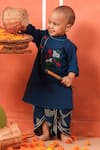 Shop_Cute Couture_Blue Cotton Embroidery Vrindavan Kurta And Dhoti Pant Set 