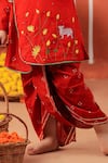 Buy_Cute Couture_Rust Cotton Embroidery Bansi Angarkha And Dhoti Pant Set 