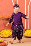 Buy_Cute Couture_Purple Cotton Embroidery Bansi Angarkha And Dhoti Pant Set _Online_at_Aza_Fashions