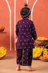Shop_Cute Couture_Purple Cotton Embroidery Bansi Angarkha And Dhoti Pant Set _at_Aza_Fashions