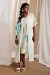 Buy_Banana Labs_Multi Color Cotton Embroidery Square Skyline Handblock Print Dress With Shrug _at_Aza_Fashions