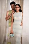 Buy_Banana Labs_Blue Cotton Round Neck Aqua Hand Block Print Dress 