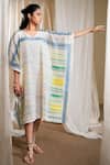 Shop_Banana Labs_Multi Color Cotton V-neck Multicolor Hand Block Print Kaftan _at_Aza_Fashions
