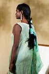 Banana Labs_Green Cotton Round Neck Hand Block Print Kaftan _Online_at_Aza_Fashions