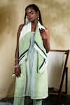 Banana Labs_Green Cotton Square Neck Hand Block Print Dress _Online_at_Aza_Fashions