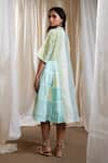 Shop_Banana Labs_Green Cotton Collared Aqua Blue And Striped Dress _at_Aza_Fashions