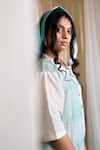 Banana Labs_Blue Cotton Collared Aqua Hand Block Print Dress _Online_at_Aza_Fashions
