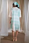 Shop_Banana Labs_Blue Cotton Collared Aqua Hand Block Print Dress _at_Aza_Fashions