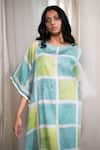 Buy_Banana Labs_Green Cotton Round Neck Aqua Blue And Hand Block Kaftan _Online_at_Aza_Fashions