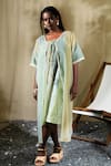 Banana Labs_Multi Color Cotton Embroidery Round Skyline Handblock Print Dress With Shrug _at_Aza_Fashions