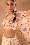 Buy_Mehak Murpana X AZA_Ivory Crepe Embroidery Sweetheart Neck, Floral Print Draped Skirt Jacket Set _Online_at_Aza_Fashions