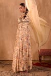 Shop_Mehak Murpana X AZA_Ivory Crepe, Georgette Embroidery V-neck Floral Print Anarkali With Dupatta 