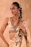 Shop_Mehak Murpana X AZA_Ivory Crepe, Organza Embroidery Printed Pre-draped Ruffle Saree With Blouse _Online
