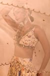 Buy_Mehak Murpana X AZA_Ivory Crepe, Net Embroidery, Zari V-neck Floral Print Layered Lehenga Set _Online_at_Aza_Fashions