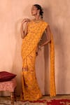 Mehak Murpana X AZA_Yellow Crepe Tassels, Embroidery Halter Printed Pre-draped Saree With Blouse _Online_at_Aza_Fashions