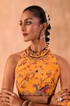 Buy_Mehak Murpana X AZA_Yellow Crepe Tassels, Embroidery Halter Printed Pre-draped Saree With Blouse 