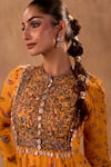 Shop_Mehak Murpana X AZA_Yellow Crepe, Georgette Embroidery Round Neck Floral Print Anarkali With Dupatta _Online