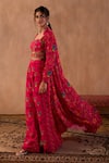 Buy_Mehak Murpana X AZA_Pink Crepe Embroidery Sweetheart , Open Floral Print Jacket Palazzo Set _Online_at_Aza_Fashions
