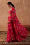 Mehak Murpana X AZA_Pink Crepe Embroidery Sweetheart , Open Floral Print Jacket Palazzo Set 