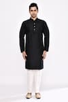 Arihant Rai Sinha_Black Silk Blend Long Kurta _Online_at_Aza_Fashions