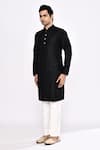 Buy_Arihant Rai Sinha_Black Silk Blend Long Kurta _Online_at_Aza_Fashions