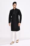 Arihant Rai Sinha_Black Silk Blend Long Kurta _at_Aza_Fashions