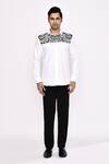 Shop_Aryavir Malhotra_White Cotton Printed Blend Shirt _Online_at_Aza_Fashions