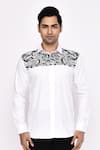 Buy_Aryavir Malhotra_White Cotton Printed Blend Shirt _at_Aza_Fashions