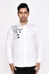 Buy_Aryavir Malhotra_White Cotton Printed Blend Shirt _at_Aza_Fashions