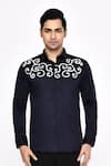 Buy_Aryavir Malhotra_Black Cotton Printed Blend Shirt _at_Aza_Fashions