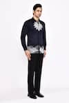 Buy_Aryavir Malhotra_Navy Cotton Embroidery Black Printed Blend Shirt _Online_at_Aza_Fashions