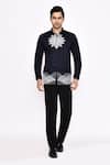 Shop_Aryavir Malhotra_Navy Cotton Embroidery Black Printed Blend Shirt _Online_at_Aza_Fashions