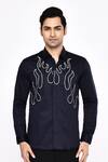 Buy_Aryavir Malhotra_Black Cotton Printed Blend Shirt _at_Aza_Fashions