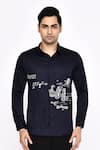 Buy_Aryavir Malhotra_Black Cotton Printed Blend Shirt _at_Aza_Fashions