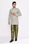 Shop_Arihant Rai Sinha_Green Cotton Printed Blend Kurta _Online_at_Aza_Fashions