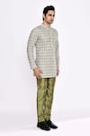 Arihant Rai Sinha_Green Cotton Printed Blend Kurta _at_Aza_Fashions