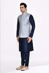 Shop_Arihant Rai Sinha_Blue Silk Dark Blend Churidar 