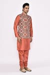 Shop_Arihant Rai Sinha_Orange Silk Rust Blend Churidar _Online_at_Aza_Fashions