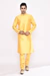 Arihant Rai Sinha_Yellow Silk Blend Churidar _Online_at_Aza_Fashions