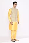 Shop_Arihant Rai Sinha_Yellow Silk Blend Churidar _Online_at_Aza_Fashions