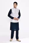 Shop_Arihant Rai Sinha_Blue Silk Dark Blend Churidar _Online_at_Aza_Fashions