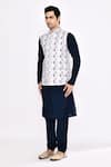 Arihant Rai Sinha_Blue Silk Dark Blend Churidar _at_Aza_Fashions