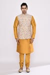 Arihant Rai Sinha_Yellow Silk Blend Churidar _at_Aza_Fashions