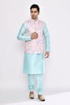 Buy_Arihant Rai Sinha_Blue Silk Turquoise Blend Churidar _at_Aza_Fashions